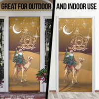 Morocco Christmas in Sahara Door Cover Black Santa Riding Camel - Wonder Print Shop