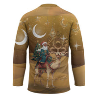 Morocco Christmas in Sahara Hockey Jersey Black Santa Riding Camel - Wonder Print Shop