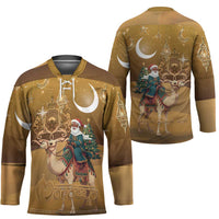 Morocco Christmas in Sahara Hockey Jersey Black Santa Riding Camel - Wonder Print Shop