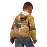 Morocco Christmas in Sahara Kid Hoodie Black Santa Riding Camel - Wonder Print Shop