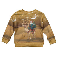 Morocco Christmas in Sahara Kid Ugly Christmas Sweater Black Santa Riding Camel - Wonder Print Shop