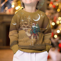 Morocco Christmas in Sahara Kid Ugly Christmas Sweater Black Santa Riding Camel - Wonder Print Shop