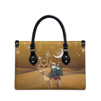 Morocco Christmas in Sahara Leather Bag Black Santa Riding Camel - Wonder Print Shop