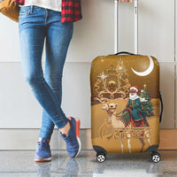 Morocco Christmas in Sahara Luggage Cover Black Santa Riding Camel - Wonder Print Shop