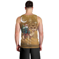 Morocco Christmas in Sahara Men Tank Top Black Santa Riding Camel - Wonder Print Shop