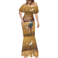 Morocco Christmas in Sahara Mermaid Dress Black Santa Riding Camel - Wonder Print Shop