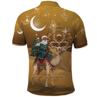 Morocco Christmas in Sahara Polo Shirt Black Santa Riding Camel - Wonder Print Shop