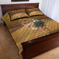 Morocco Christmas in Sahara Quilt Bed Set Black Santa Riding Camel - Wonder Print Shop