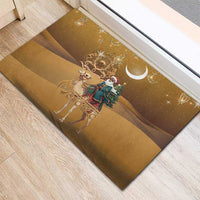 Morocco Christmas in Sahara Rubber Doormat Black Santa Riding Camel - Wonder Print Shop