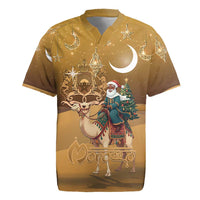 Morocco Christmas in Sahara Rugby Jersey Black Santa Riding Camel - Wonder Print Shop