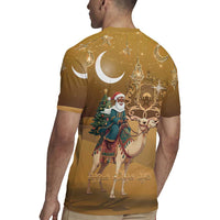 Morocco Christmas in Sahara Rugby Jersey Black Santa Riding Camel - Wonder Print Shop