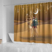 Morocco Christmas in Sahara Shower Curtain Black Santa Riding Camel - Wonder Print Shop