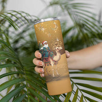 Morocco Christmas in Sahara Skinny Tumbler Black Santa Riding Camel - Wonder Print Shop