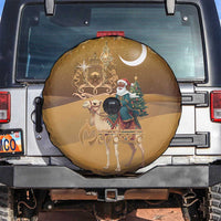 Morocco Christmas in Sahara Spare Tire Cover Black Santa Riding Camel - Wonder Print Shop