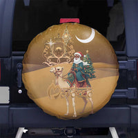 Morocco Christmas in Sahara Spare Tire Cover Black Santa Riding Camel - Wonder Print Shop