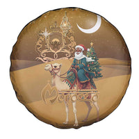 Morocco Christmas in Sahara Spare Tire Cover Black Santa Riding Camel - Wonder Print Shop