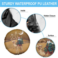 Morocco Christmas in Sahara Spare Tire Cover Black Santa Riding Camel - Wonder Print Shop