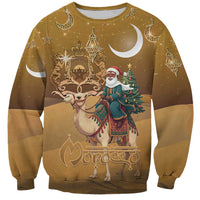 Morocco Christmas in Sahara Sweatshirt Black Santa Riding Camel - Wonder Print Shop