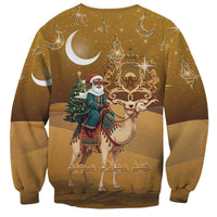 Morocco Christmas in Sahara Sweatshirt Black Santa Riding Camel - Wonder Print Shop