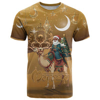 Morocco Christmas in Sahara T Shirt Black Santa Riding Camel - Wonder Print Shop