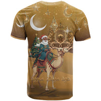 Morocco Christmas in Sahara T Shirt Black Santa Riding Camel - Wonder Print Shop