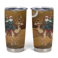 Morocco Christmas in Sahara Tumbler Cup Black Santa Riding Camel - Wonder Print Shop