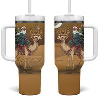Morocco Christmas in Sahara Tumbler With Handle Black Santa Riding Camel - Wonder Print Shop
