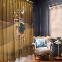 Morocco Christmas in Sahara Window Curtain Black Santa Riding Camel - Wonder Print Shop