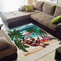 Liberia Christmas Area Rug Santa Chill on Tropical Beach - Wonder Print Shop