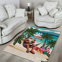 Liberia Christmas Area Rug Santa Chill on Tropical Beach - Wonder Print Shop