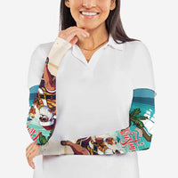 Liberia Christmas Arm Sleeves Santa Chill on Tropical Beach - Wonder Print Shop
