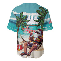 Liberia Christmas Baseball Jersey Santa Chill on Tropical Beach - Wonder Print Shop