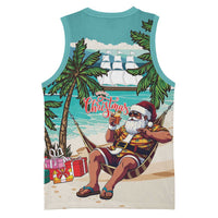 Liberia Christmas Basketball Jersey Santa Chill on Tropical Beach - Wonder Print Shop