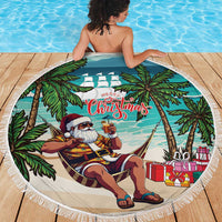 Liberia Christmas Beach Blanket Santa Chill on Tropical Beach - Wonder Print Shop