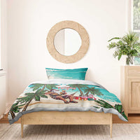 Liberia Christmas Bedding Set Santa Chill on Tropical Beach - Wonder Print Shop