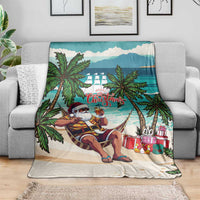 Liberia Christmas Blanket Santa Chill on Tropical Beach - Wonder Print Shop