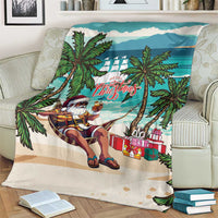Liberia Christmas Blanket Santa Chill on Tropical Beach - Wonder Print Shop
