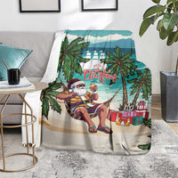 Liberia Christmas Blanket Santa Chill on Tropical Beach - Wonder Print Shop