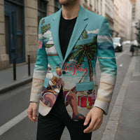 Liberia Christmas Blazer Santa Chill on Tropical Beach - Wonder Print Shop