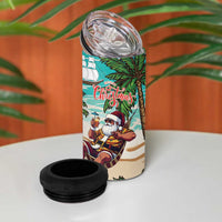 Liberia Christmas 4 in 1 Can Cooler Tumbler Santa Chill on Tropical Beach - Wonder Print Shop