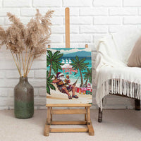 Liberia Christmas Canvas Wall Art Santa Chill on Tropical Beach - Wonder Print Shop