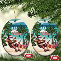 Liberia Christmas Ceramic Ornament Santa Chill on Tropical Beach - Wonder Print Shop