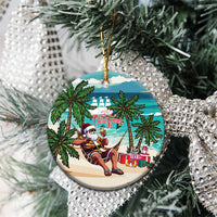 Liberia Christmas Ceramic Ornament Santa Chill on Tropical Beach - Wonder Print Shop