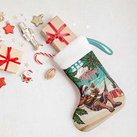 Liberia Christmas Stocking Santa Chill on Tropical Beach - Wonder Print Shop