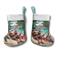 Liberia Christmas Stocking Santa Chill on Tropical Beach - Wonder Print Shop