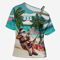 Liberia Christmas Cross Shoulder Shirt Santa Chill on Tropical Beach - Wonder Print Shop