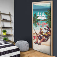 Liberia Christmas Door Cover Santa Chill on Tropical Beach - Wonder Print Shop