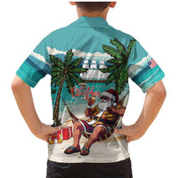 Liberia Christmas Family Matching Mermaid Dress and Hawaiian Shirt Santa Chill on Tropical Beach - Wonder Print Shop