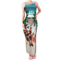 Liberia Christmas Family Matching Tank Maxi Dress and Hawaiian Shirt Santa Chill on Tropical Beach - Wonder Print Shop