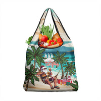 Liberia Christmas Grocery Bag Santa Chill on Tropical Beach - Wonder Print Shop